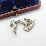 Sterling Silver Ladies High Heel and Ship Charm Pendant Vintage c1970