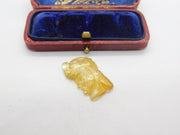 Citrine Cameo Man in Turban Detail Pendant Brooch Pin Antique Art Deco