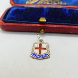 Sterling Silver and Coloured Enamel Travel Shield 'London' Charm Vintage c1970