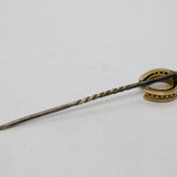 Victorian Sterling Silver Gilt, Garnet & Seed Pearl Horseshoe Stick Pin Antique