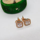 Pair of Rose Gold on Sterling Silver Paste Stud Earrings Vintage c1970