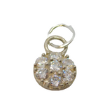 Sterling Silver CZ Set Round Delicate Charm Pendant Vintage c1990