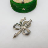 Sterling Silver Marcasite Set Bow Ribbon Brooch Antique c1920 Art Deco