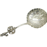19th Century Dutch Sterling Silver Cow & Milkmaid Pattern Caddy Spoon Antique