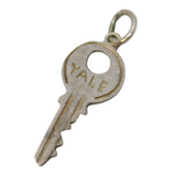 Sterling Silver Yale Door Key Charm Pendant Vintage c1970