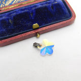 Sterling Silver Iridescent Glass Flower Charm Pendant Vintage c1970