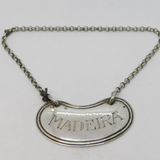 Sterling Silver Kidney Form Madeira Noggin Decanter Label Antique 1927 Sheffield
