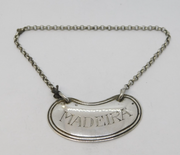 Sterling Silver Kidney Form Madeira Noggin Decanter Label Antique 1927 Sheffield