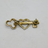 Sterling Silver Marcasite Key & Heart Art Deco Brooch Pin Antique c1930