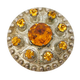 Scottish Sterling Silver Citrine Set Shield Form Brooch Mid-Century c1950