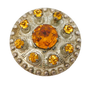 Scottish Sterling Silver Citrine Set Shield Form Brooch Mid-Century c1950