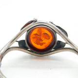 20th Century Sterling Silver & Baltic Amber Beaded Necklace Antique c1930s