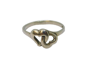 Sterling Silver Intertwined Hearts Dress Ring Vintage c1970 Size O 1/2
