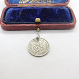 Sterling Silver Threepence Coin Charm Pendant Antique 1940 Art Deco