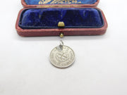 Sterling Silver Threepence Coin Charm Pendant Antique 1940 Art Deco