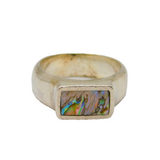 Sterling Silver Mamo Jo Studio Abalone Signet Ring Contemporary c2000 Size W