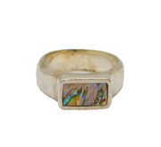Sterling Silver Mamo Jo Studio Abalone Signet Ring Contemporary c2000 Size W