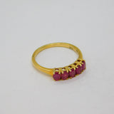 Sterling Silver 5 Natural Ruby Half Eternity Dress Ring Modern c1990 Size P