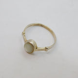 Sterling Silver Oval Natural Shell Dress Band Ring Vintage c1970 Size N
