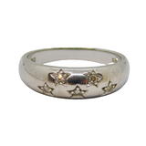 Sterling Silver 5 Stone CZ Star Pattern Band Dress Ring Modern c1990 Size V