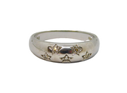 Sterling Silver 5 Stone CZ Star Pattern Band Dress Ring Modern c1990 Size V