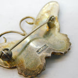Sterling Silver & Colourful Enamel Butterfly Brooch Pin Antique c1940 Art Deco