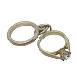 Sterling Silver Wedding Rings Charm Pendant Vintage c1970s