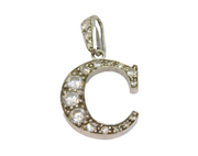 Sterling Silver Large Paste Set "C" Initial Charm Pendant Vintage c1970