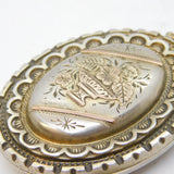 Victorian Aesthetic Movement Sterling Silver & Gold Locket Antique 1876