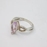 Sterling Silver Pale Amethyst & White Sapphire Dress Ring Vintage c1970 Size N
