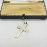 Simple Sterling Silver Wave Pattern Cross Crucifix Pendant Vintage c1970