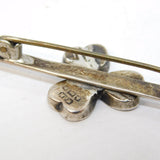 Victorian Sterling Silver Connemara Marble Lucky Shamrock Brooch Antique