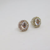 Pair of Sterling Silver Cubic Zirconia Cluster Stud Earrings Vintage c1970