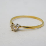 9ct Yellow Gold & 0.25ct Diamond Solitaire Ring Vintage London