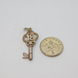 Sterling Silver 18th Birthday Key Charm Pendant Vintage c1970s