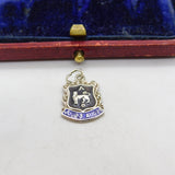 Sterling Silver and Enamel Leo Zodiac Travel Shield Charm Pendant Vintage c1970