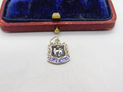 Sterling Silver and Enamel Leo Zodiac Travel Shield Charm Pendant Vintage c1970