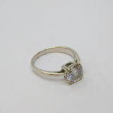 Sterling Silver Large CZ Solitaire Engagement Ring Modern c2000 Size N