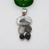 Sterling Silver Rutilated Quartz & Geode Set Statement Ring Vintage c1990