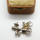 Sterling Silver Cycle Rickshaw Charm Pendant Vintage c1970