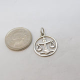 Sterling Silver Libra Scales of Justice Charm Pendant Vintage c1970