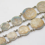 Victorian Sterling Silver Maudy Money Coin Bracelet Antique 1889