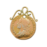 George II Sterling Silver Gilt Mounted Shilling Coin Fob Pendant Antique 1757