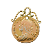 George II Sterling Silver Gilt Mounted Shilling Coin Fob Pendant Antique 1757