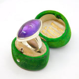 Sterling Silver Ellipse Amethyst Chunky Statement Ring Vintage c1970 Size R