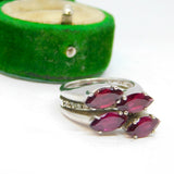 Sterling Silver Purple Crystal Set Dress Ring Vintage c1970 Size N 1/2