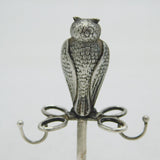 19th Century Sterling Silver Owl & Fox Form Jewellery Stand Antique c1890s