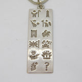 Irish Sterling Silver Twelve Zodiac Symbols Ingot Pendant Necklace Vintage