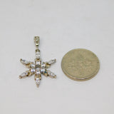 Sterling Silver CZ Set Snowflake Charm Pendant Vintage c2000