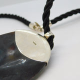 Large Sterling Silver Mounted Abalone Set Drop Pendant Necklace Vintage